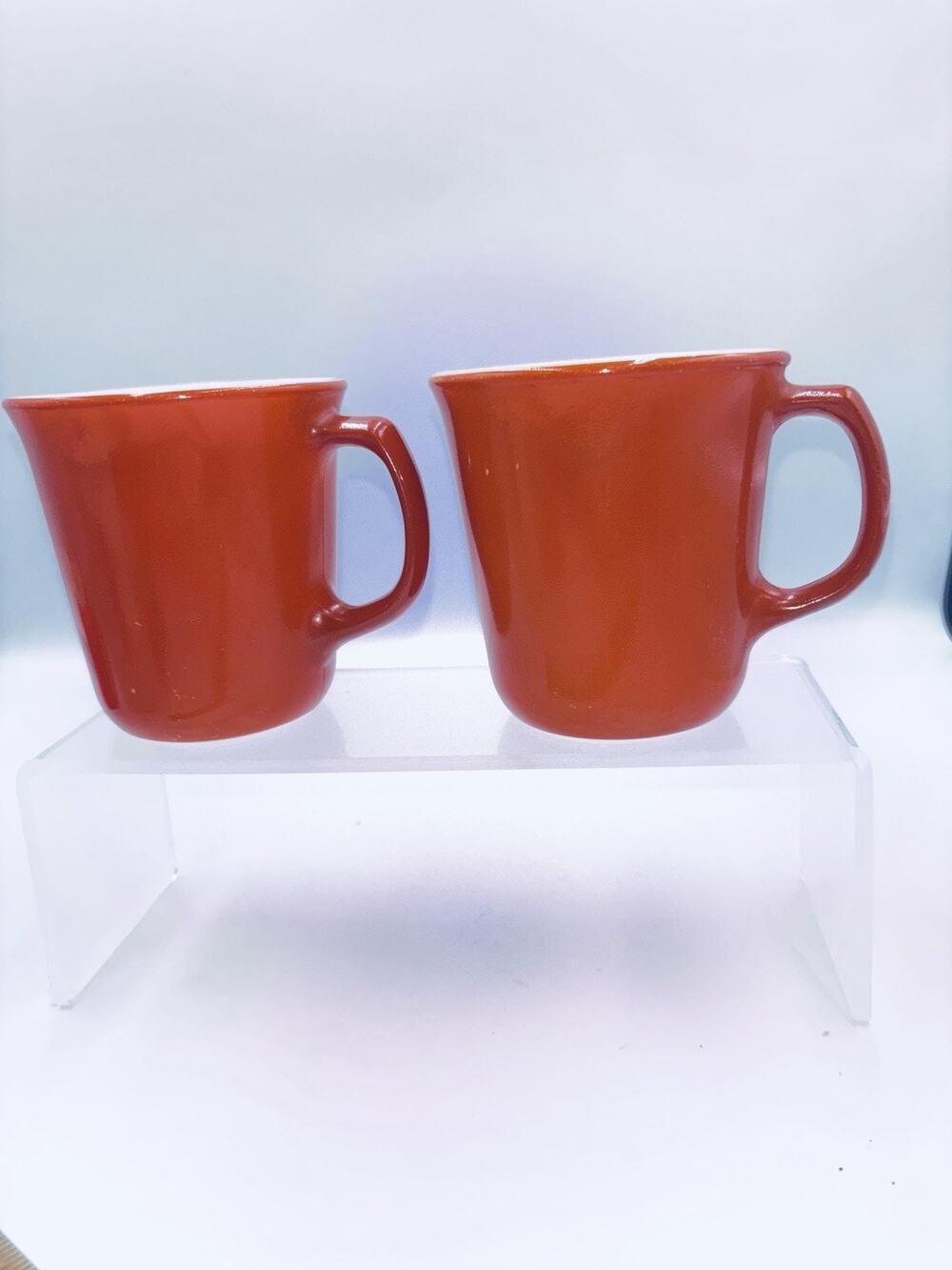 Lot of 2 Vintage Corelle Corning Burnt Orange Coffee Tea Cup 70s 80s